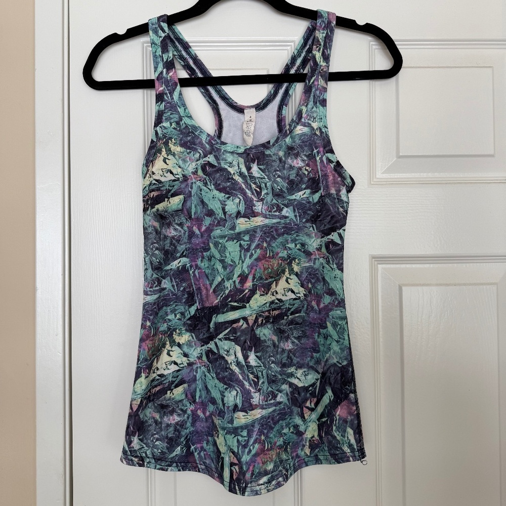 Lululemon Racerback Tank - Size 4 Green Purple Pattern